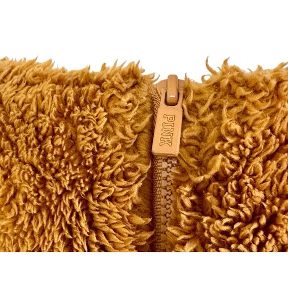 Victoria’s Secret PINK Plush Teddy Full Zip Mock Neck Oversized Sherpa Jacket M - Picture 7 of 12